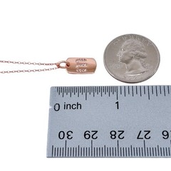 Cubic Zirconia Rose Gold-Plate “M” Dog Tag Necklace | 18″