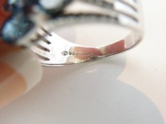 Sterling Silver 925 Natural Heated Blue Topaz Multi Row Statement Ring Size 11