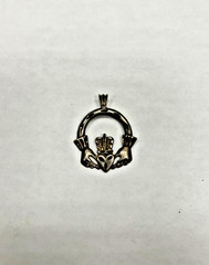 Vintage 925 Sterling Silver Irish Claddagh Pendant Charm