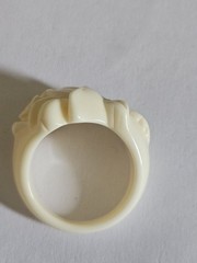 Vintage Ivory Lucite Plastic Carved Rose Flower Ring Size 8