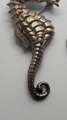 Vintage Designer Beau Sterling Silver Seahorse Brooch / Pin. IV
