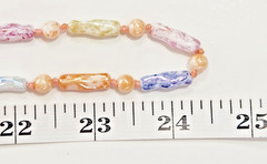 Vtg Glazed Porcelain Bead Necklace Hand Knotted Seaside Mermaid Beach Boho