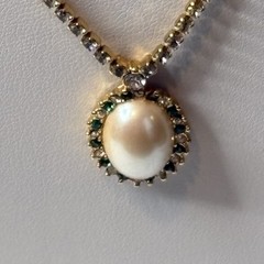 Monet Costume Pearl Emerald Necklace Baroque Glamorous Princess Elegant Dressy