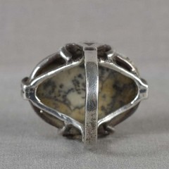 Vintage sterling silver RING Native American R&H landscape jasper Size 7