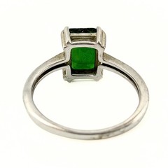Contemporary Marked Sterling Silver Emerald Cut Green Tourmaline Ring Sz 7.75