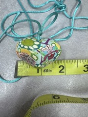 Vintage Billie Beads Hand Crafted Polymer Clay Heart Love Pendant on Silk Cord