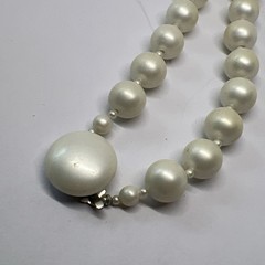 Vintage Signed Japan 12mm Faux Pearl Bead 22” Necklace (8338)