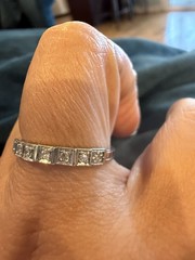 art Deco 7 Stone Single Cut diamond 14k band wedding estate antique ring