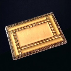 French Art Deco Brooch Enamel Champagne Rhinestone Trombone Clasp Vintage