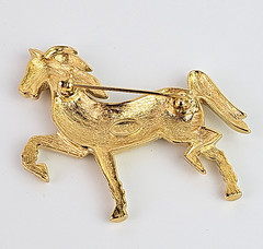 Vintage Brooch Trifari Horse Prancing Gold Tone Figural 2 inch Marked