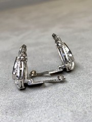 Art Deco Platinum Shield Sapphire European Diamond Earrings Burma No Heat GIA