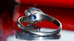 10k w/gold sz 5 ring 1.00ct lab created blue star sapphire diamond 1.72gr N3505