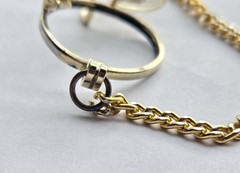 Vintage Gold-Tone Pince-Nez Eye Glasses Brooch w/ Chain