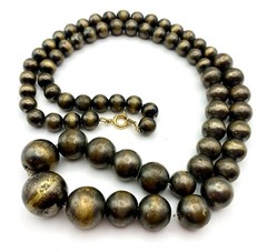 Vintage Graduated Ball Bead Necklace Antique Brass Tone 26″ Chain Strung