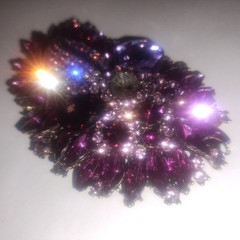 Large Heavy Purple Rhinestone Paisley Shaped Brooch Purple Missing Middle Stone