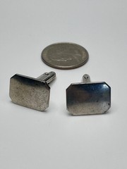 Antique Alling & Co Sterling Silver Cufflinks Rectangle Clipped Corner Newark NJ