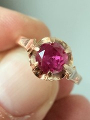 Vintage USSR 14K 583 Gold Ruby Ring Soviet Russian Jewelry Size 5.5 EU16