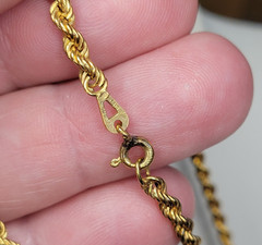 Vtg Italy 1/20 14K Yellow Gold-Filled GF Rope Chain Necklace 30″ 20.1g – 3.3mm