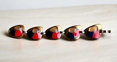 Vintage Kay Denning Red Blue and Copper Enamel Bracelet