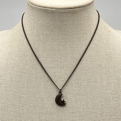Vintage Crescent Moon Star Necklace Celestial Pendant Copper Tone 16″