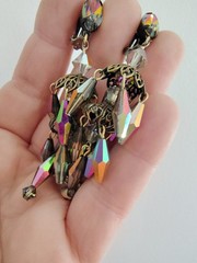 Vtg Rare LEWIS SEGAL California Watermelon AB Crystal Chandelier Earrings Pat…