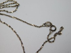 B167-VINTAGE NECKLACE~PPC/STERLING~CLASSIC PENDANT~PRONG SET STONES~17″