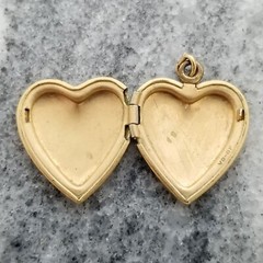 Vintage Heart Shaped Locket, 7/8 Inch Tall, Yellow Gold Filled, Well Loved, Pho