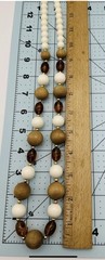 Vintage Scandinavian Boho Wood Faux Amber Bead Necklace Earth Tone Long 29in