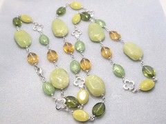 Green Long Plastic And Glass Beads 42in.