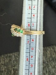 Retro Modern Solid 14K Yellow Gold Emerald & Diamond Band Ring Sz 6.25 6.5