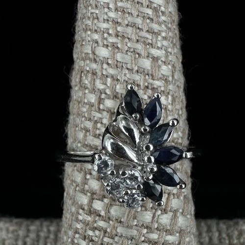 Vintage MCM Sterling London Blue Topaz Statement Ring Sz 7