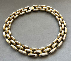Vintage LES BERNARD Goldplated Chunky Panther Chain Link Choker 16.5″ Necklace