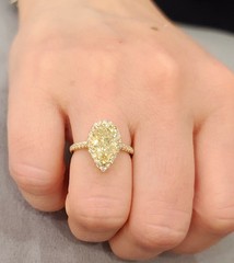14k Yellow Gold Engagement Ring 2.50CT. Natural Pear cut Yellow Diamond GIA Cert