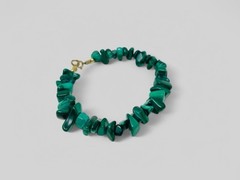 VTG Malachite Jewelry Necklace Earrings Bracelet w/ 14k Gold Clasp Married Set
