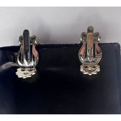 Unbranded Clip On Earrings Womens Dark Grey Excellent Vintage Square Silver Tone