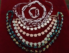5pc Necklace Lot Enamel Acrylic Metal Rice Pearls Multi Strand Pastel Art Beads