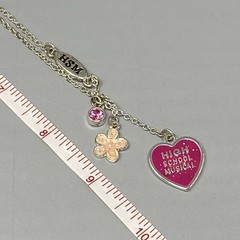 Disney High School Musical Charm Bracelet Necklace Set Silver Tone Heart Flower