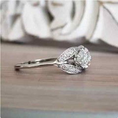 Art Deco Style Marquise Cut Lab Created Diamond 14K White Gold FN Wedding Ring