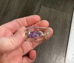 Vintage 1940’s-1950’s Reverse Carved Lucite Purple Violet Brooch Pin