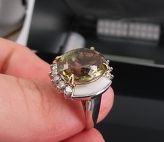 10.18ct Party Color Tourmaline & 0.50ct Diamond Platinum 18K Gold Ring Sz 8.5