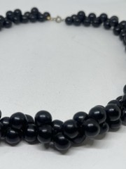Art Deco Revial Black Beauty Resin Beaded Necklace Twisted Cluster MCM Vintage