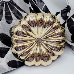 Jeri Lou Gold Tone Floral Like Curved Ridge Gold Tone Vintage Scarf Ring Clip