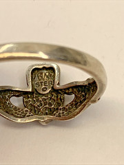 Vintage Wheeler Sterling Silver Abalone Claddagh Hearts in Hands Ring Size 9.75