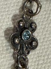 Vintage Silver Plate? and Faceted Blue Rhinestone 8.5” Bracelet