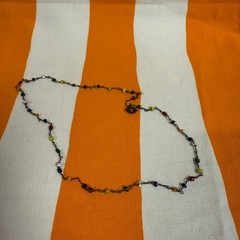 Vintage Rainbow Glass Bead Necklace Handcrafted Bohemian Jewelry 18”