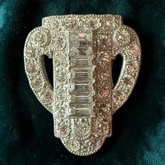 Dress Clip Art Deco Rhinestone Pot Metal Clear Crystal Vintage Fur