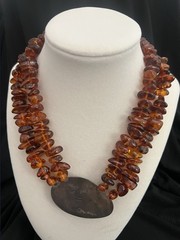 Vintage Hand-Tied Baltic Amber Beaded Two Strand Necklace, Olga Kharlan – A195