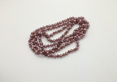 Vtg AB Smoky Lavender Purple Bead & Faux Pearl 59” Flapper Necklace Long