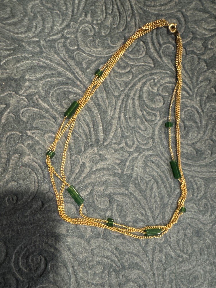 Barrel Cut Bead Gold Tone Choker Necklace 17” Long