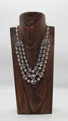 Robert Rose Art Deco Necklace Clear Acrylic Faceted Beads Layered 3 Row Couture
